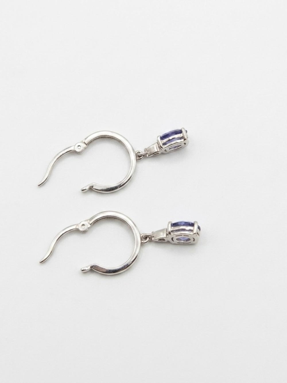 Sterling Silver Drop Earrings with Blue Gemstone - Picture 3 of 3
